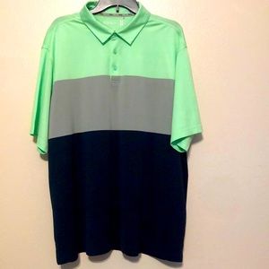 Men Walter Hagen Colorblock Fluorescent Green Gray navy blue Polo Shirt XXL